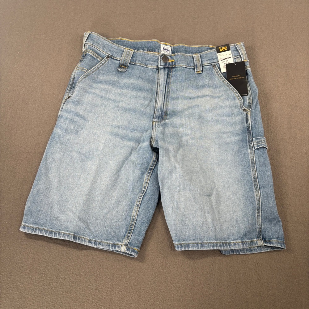 Lee Carpenter Denim Shorts Mens Size 36 Light Blue Loose Fit 112346876